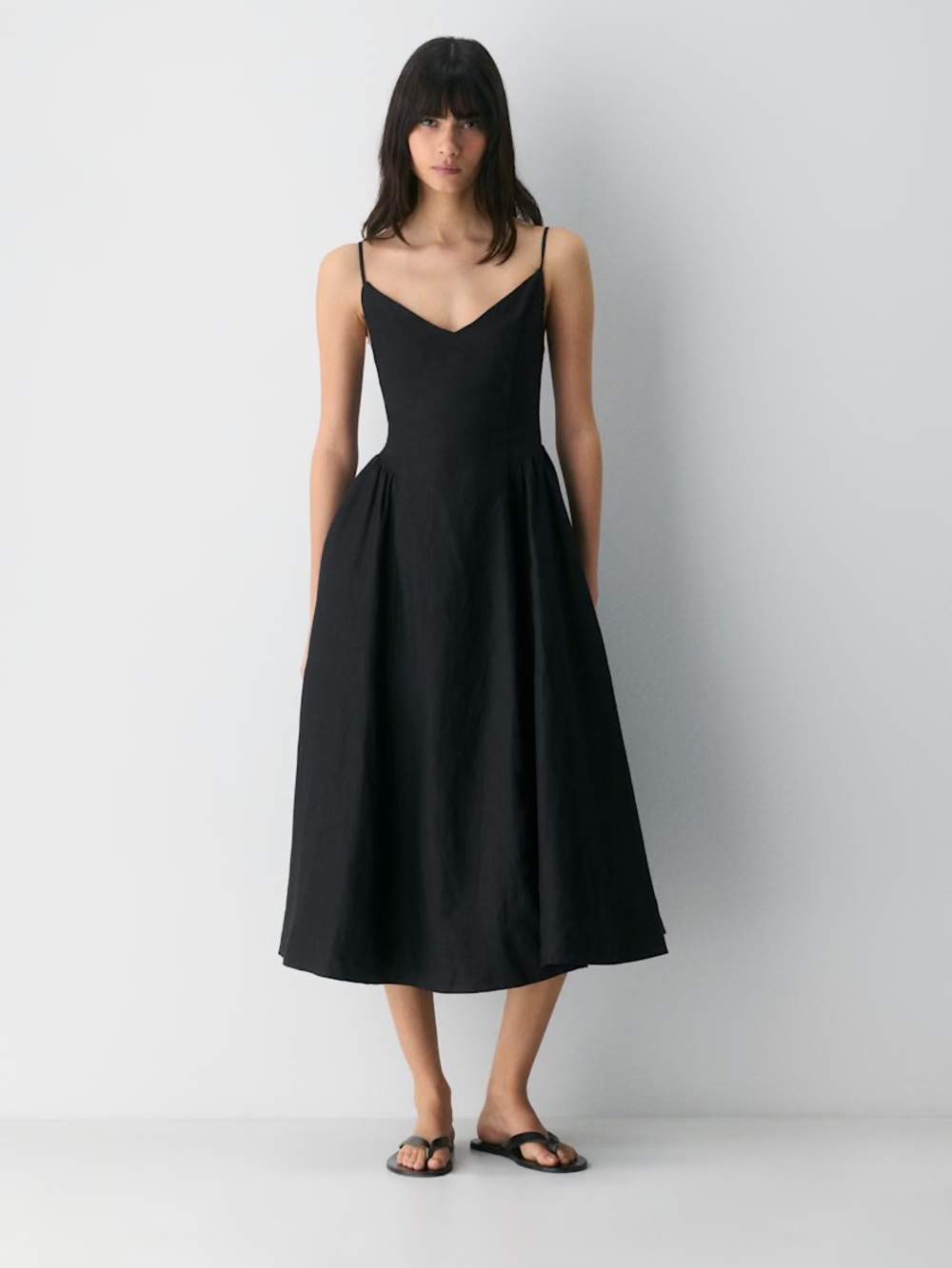 Aritzia Black Spaghetti-Strap Midi Dress
